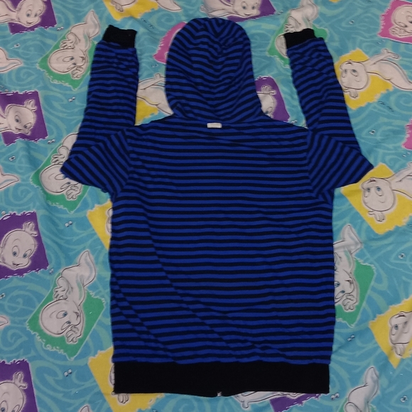 Y2K Element Reversible Graffiti Striped Hoodie Vintage Hooded Sweatshirt - Picture 4 of 12